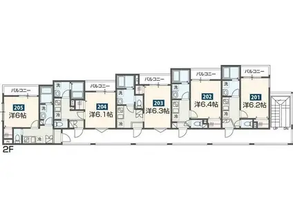 MELDIA西浦和III(1K/2階)の間取り写真