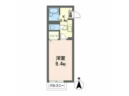 エスポアール・桜ケ丘(1K/1階)の間取り写真