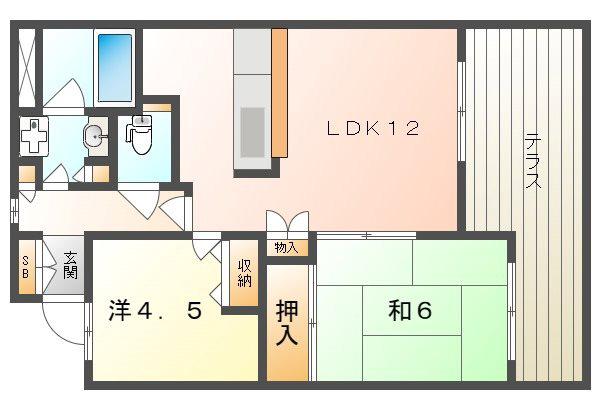 トリ・ビラージュ(2LDK/2階)の間取り写真