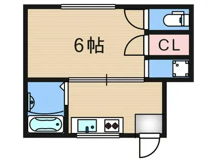 野田文化 西(1K/1階)の間取り写真