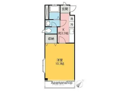 ベルエポックI(1K/1階)の間取り写真