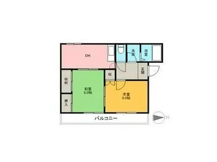 プランドールオカダ(2DK/1階)の間取り写真