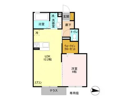 ヴィクトワールII A(1LDK/1階)の間取り写真