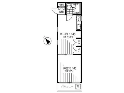 ツインコート(1DK/1階)の間取り写真