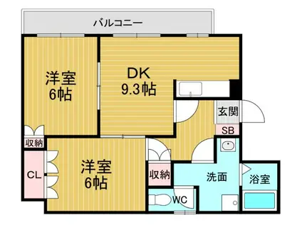 サン・ガーデン(2DK/2階)の間取り写真