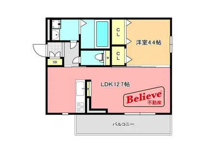 ブライトリー(1LDK/3階)の間取り写真