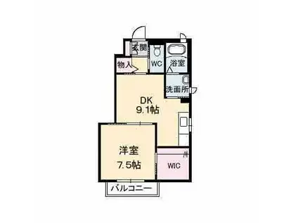 カリッサビアンコ(1DK/1階)の間取り写真