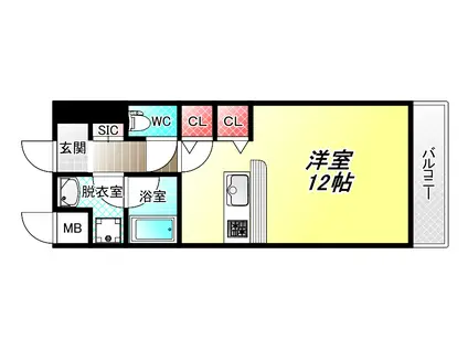 プレ・リヴイエール(ワンルーム/3階)の間取り写真