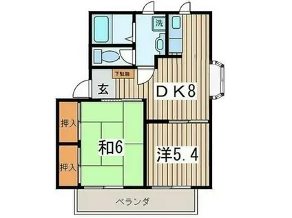 エクシア・サングリーン(2DK/2階)の間取り写真