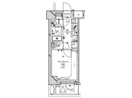 ラフィスタ芝新町(1K/7階)の間取り写真
