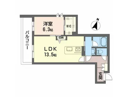 モンセル(1LDK/2階)の間取り写真