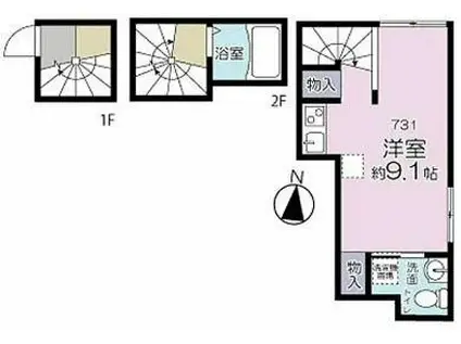 BIG APPLE 新宿ウエスト(ワンルーム/3階)の間取り写真