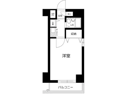 クレッセント白金(1K/3階)の間取り写真