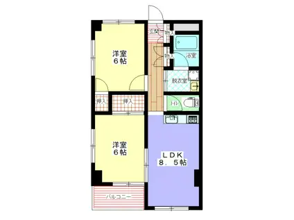 森脇ビル(2LDK/6階)の間取り写真