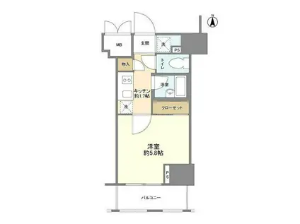 文京春日プラッツ(1K/5階)の間取り写真