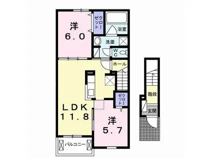 クローバー(2LDK/2階)の間取り写真