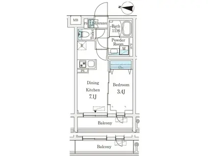 ラティエラ品川西大井(1DK/4階)の間取り写真