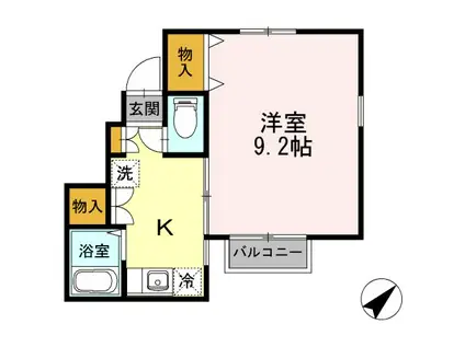 ロエベIII(1K/1階)の間取り写真