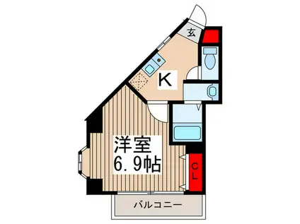 STUDIO・M(1K/2階)の間取り写真