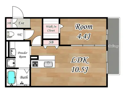 FALLS MALIDO(1LDK/2階)の間取り写真