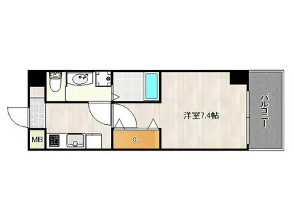 レクシア平野(1K/6階)の間取り写真