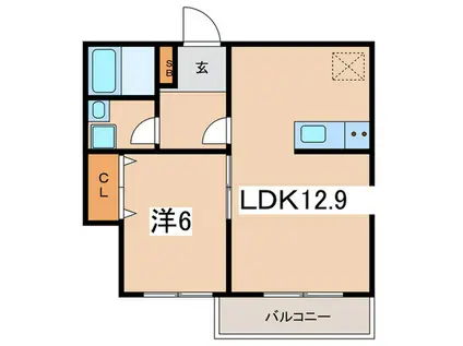 福海コートハウス(1LDK/1階)の間取り写真