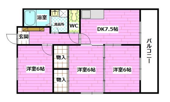 メゾンマツモト(3DK/1階)の間取り写真