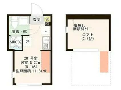 CASA DE SENJU(ワンルーム/2階)の間取り写真