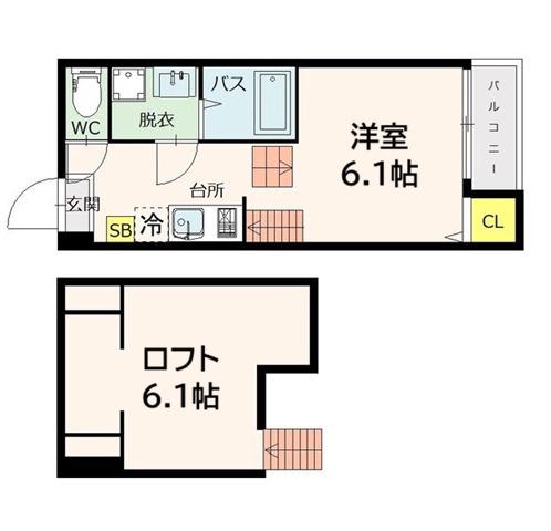 エクセレント旭ヶ丘(1K/1階)の間取り写真
