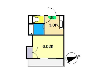ディーエム潮江I(1DK/2階)の間取り写真