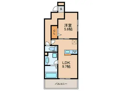 エミネンシア御崎公園(1LDK/3階)の間取り写真