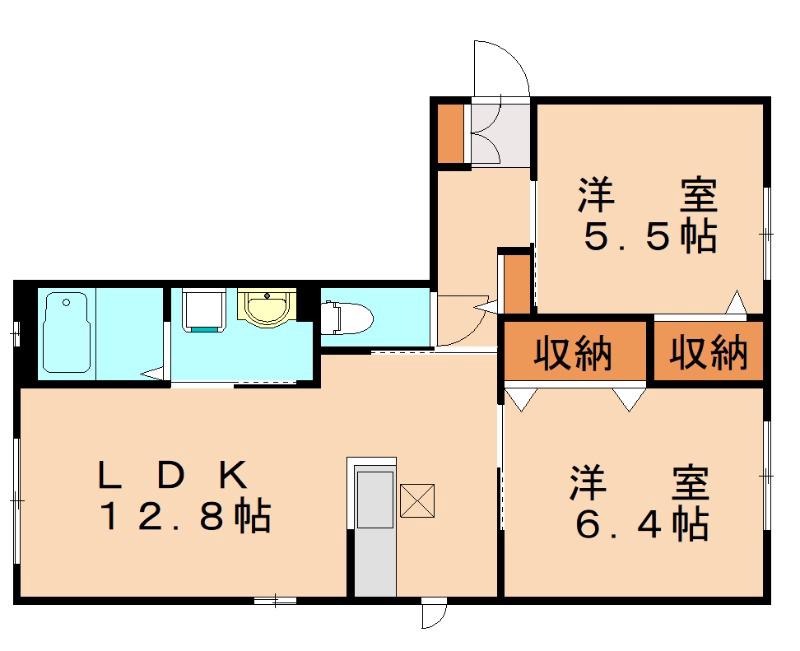 コモドヴィラ引野 (2LDK/1階)の間取り写真