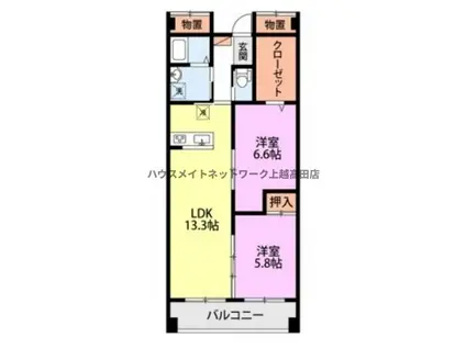 メゾントーワ(2LDK/2階)の間取り写真