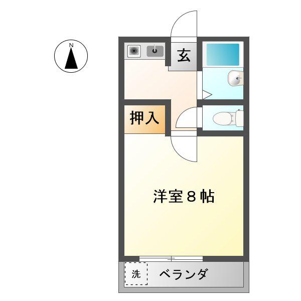 ドエルKMII(1K/1階)の間取り写真