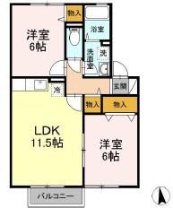 ボンヌシャンスISIDA A棟(2LDK/2階)の間取り写真