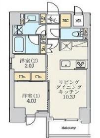クレストコート北千住レジデンス(2LDK/5階)の間取り写真