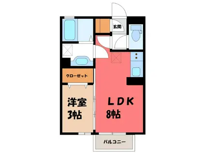 オー・ピュール A(1LDK/1階)の間取り写真