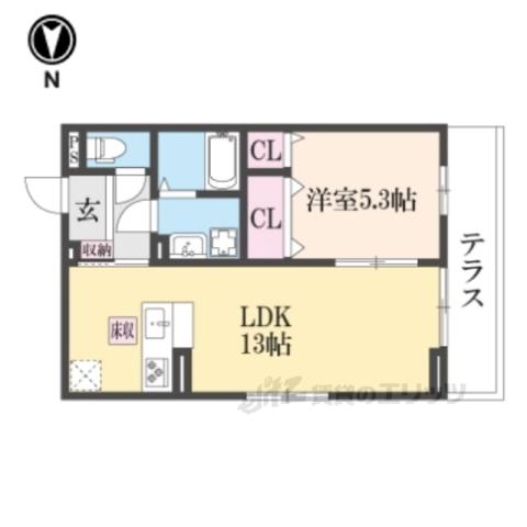 ボヌールメゾンKASUGA2(1LDK/1階)の間取り写真