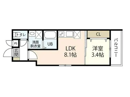 MOVE楽々園イースト(1LDK/3階)の間取り写真