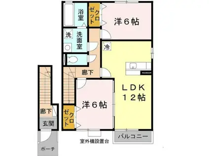 メゾン・モンテリベールV B棟(2LDK/2階)の間取り写真