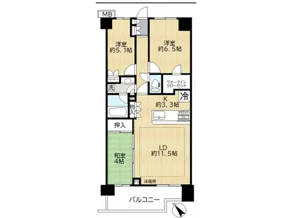 ザ・サウスキャナルレジデンス(3LDK/5階)の間取り写真