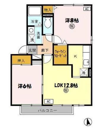 アヴァンセ・イチバ B(2LDK/2階)の間取り写真