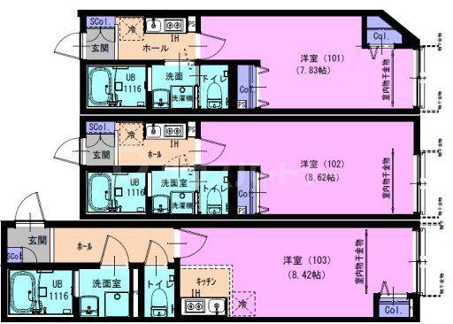 APARTAMENTO アリビオ柏(1K/1階)の間取り写真