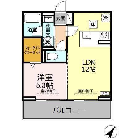 セレーナ東静岡(1LDK/1階)の間取り写真