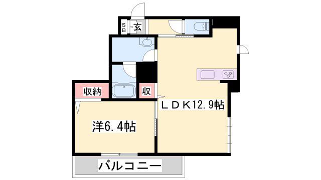 REMEMBRANCE西新町(1LDK/4階)の間取り写真