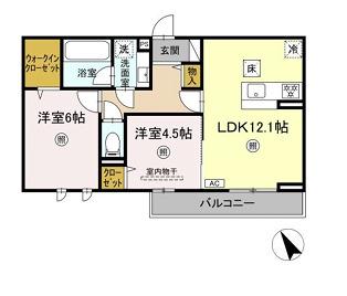 トリシアテラス(2LDK/1階)の間取り写真