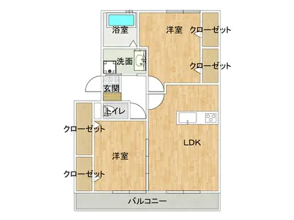 JR山陽本線 幡生駅 徒歩31分 3階建 築12年(2LDK/2階)の間取り写真