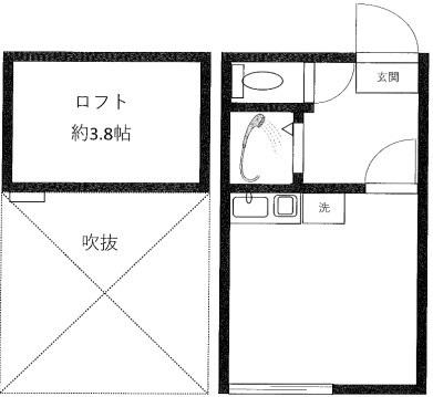 アーバンヴィラ東川口(ワンルーム/2階)の間取り写真