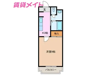 グレイスヒル(1K/3階)の間取り写真