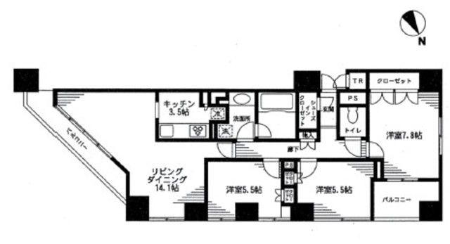レジディア日本橋馬喰町(3LDK/12階)の間取り写真